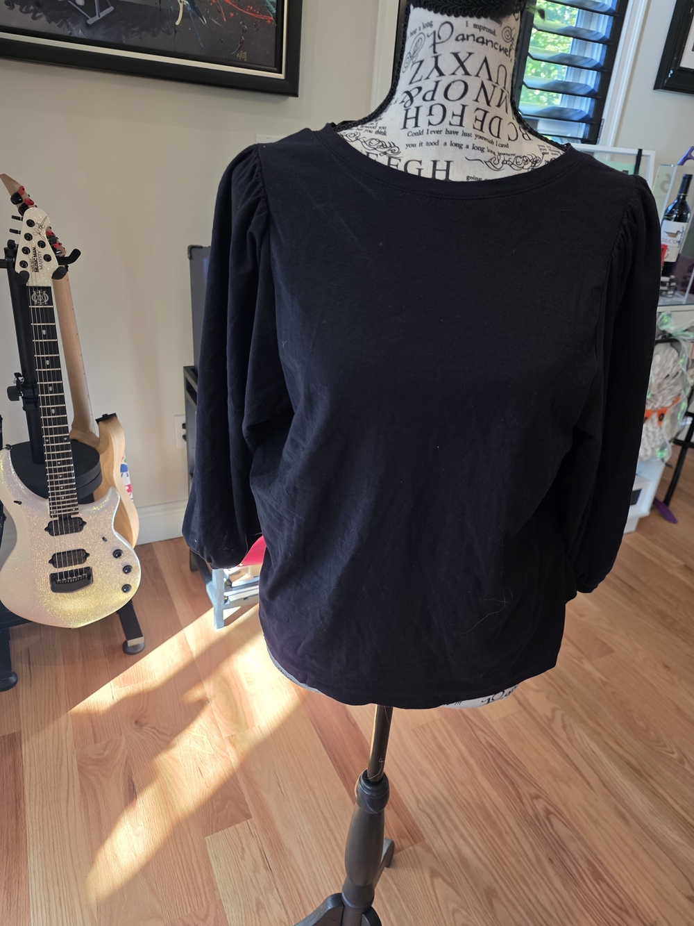 Sonoma Black Long Sleeve Puff Shoulder Tee